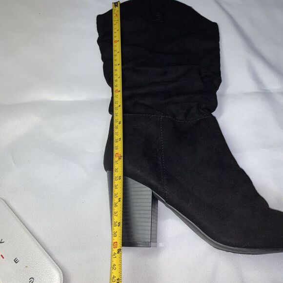 Women's Sock Fashion Boots Kohl's SO size 9 Mid Calf , Black Suade Block Heel - Picture 14 of 15